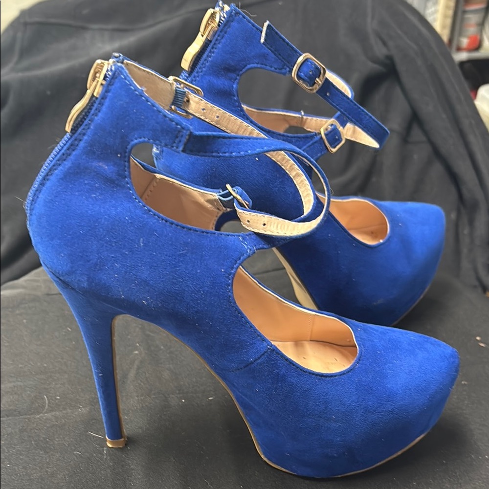 Dream Pairs Blue Stiletto Heels with Platform